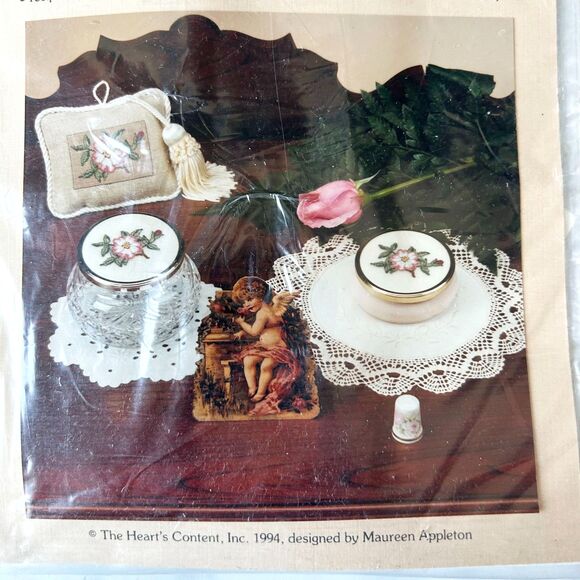 Rosa Cana Dogwood Rose Tassel Sachet Counted Cross Stitch Kit - Heart's Content - Picture 2 of 4